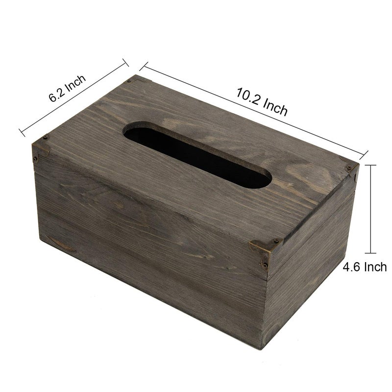 VERGOODR Distressed Wooden Rustic Facial Tissue Box Holder Tissue Box Cover Napkin Dispenser for Bathroom Living Room Dining Room Bedroom Toilet (Grey) - Image 2